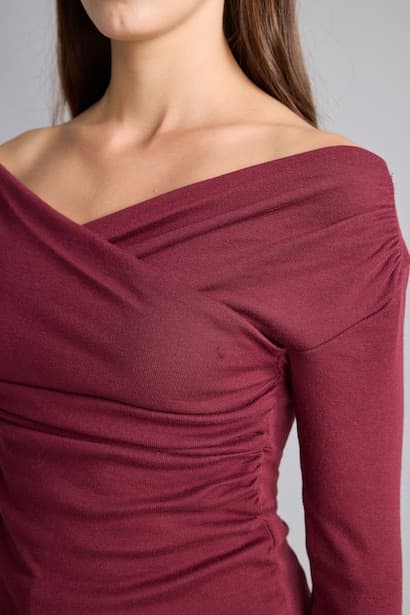 Slim Fit Wrap Collar Ribana Long Sleeve T-Shirt (4)