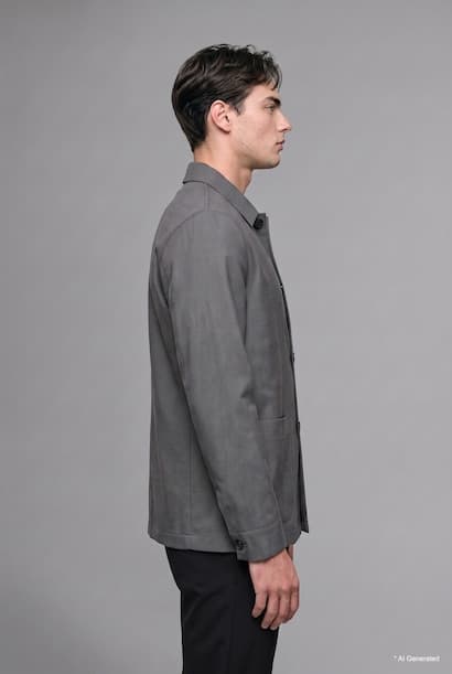Regular Fit Polo Neck Cotton Lining Blazer (3)