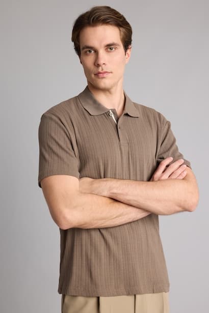 Regular Fit Kaki Short Sleeve Polo T-Shirt (3)