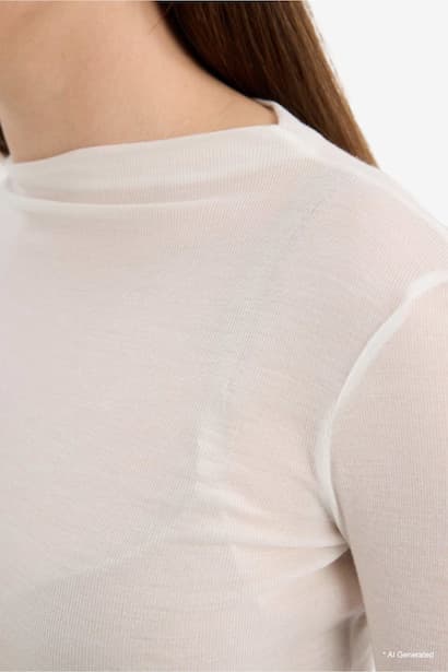 Fitted Long Sleeves Half Turtle Neck T-Shirt (٤)