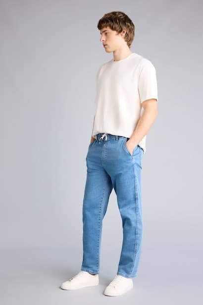 Wide Leg Snow Wash Jeans Denims (٣)