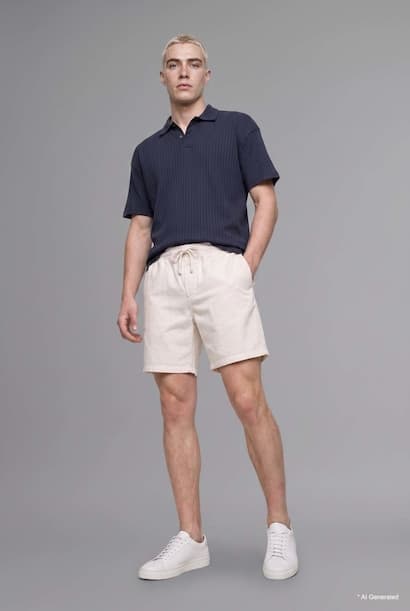 100% Cotton Relax Fit Elastic Waist Shorts