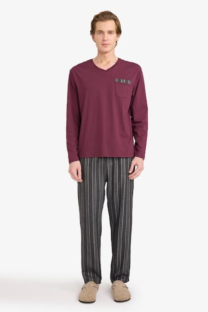 Regular Fit Striped 2 Piece Pyjamas Set Homewear