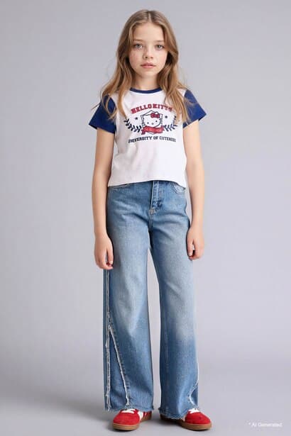 Girl Hello Kitty Fitted Ribbed T-Shirt (2)