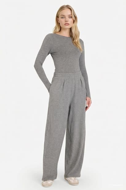 Wide Leg Soft Touch Trousers (٣)