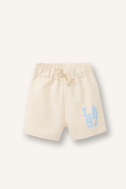 Baby Boy Regular Fit Slogan Elastic Band Shorts