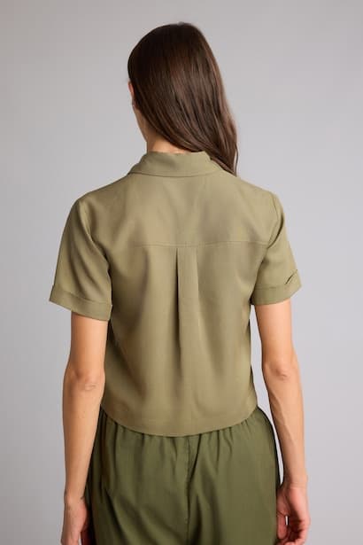Regular Fit Shirt Collar Short Sleeve Shirt (4)