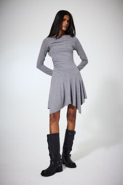 Crew Neck Long Sleeve Mini Dress