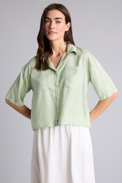 Boxy Fit Shirt Collar Short Sleeve Shirt (3)