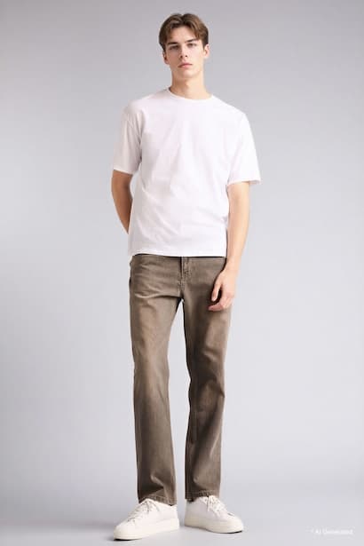Straight Fit Soft Texture Trousers