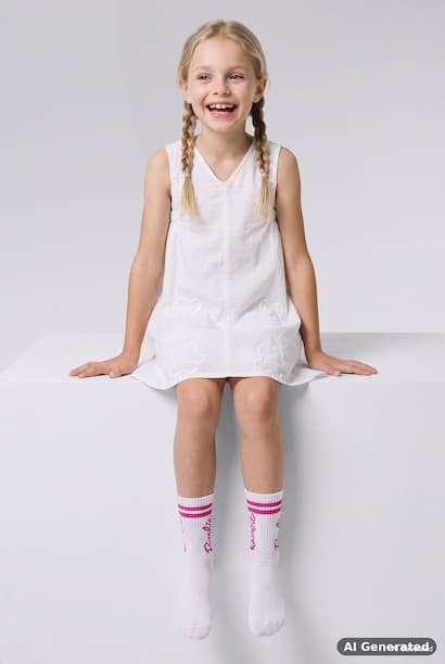 Girl Barbie Cotton Long 2 Piece Socks (3)