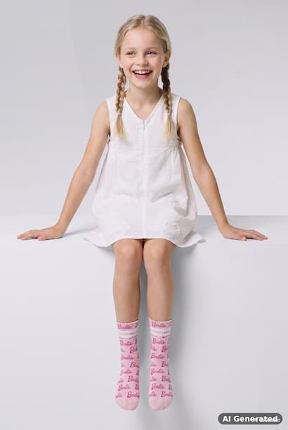 Girl Barbie Cotton Long 2 Piece Socks (4)