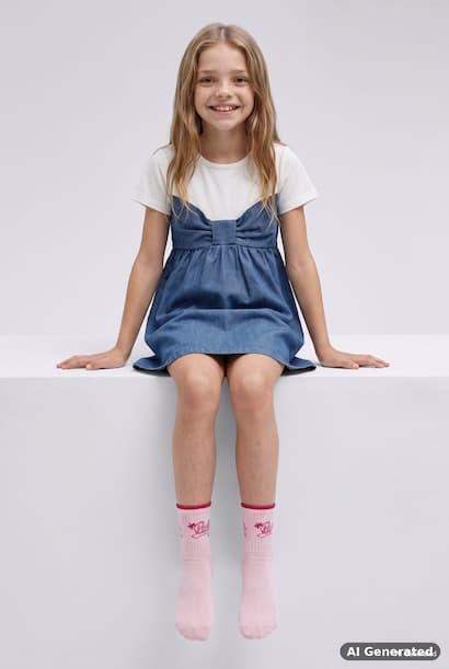 Girl Barbie Cotton Long 2 Piece Socks (3)