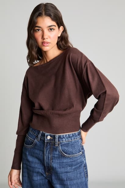 Regular Fit Off-Shoulder Knit Pullover (4)