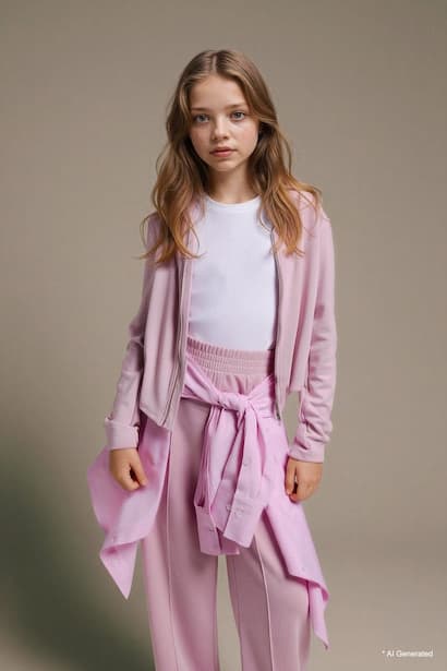 Girl Modal Zip-Up Hoodie Cardigan