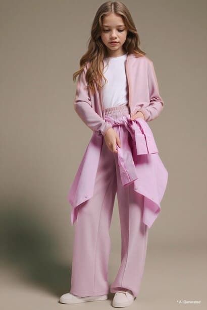 Girl Wide Leg Modal Sweatpants Trousers (٣)