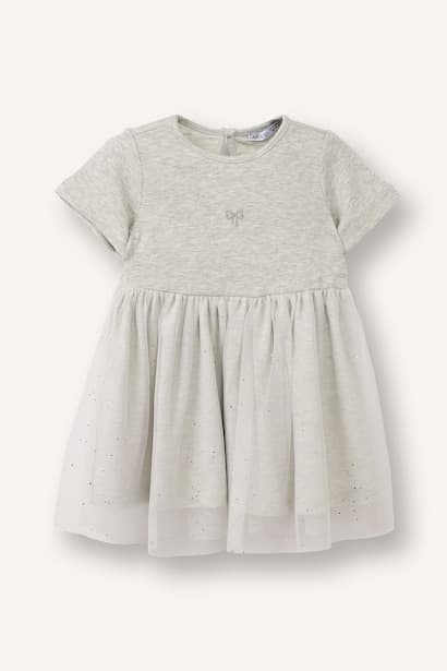 Baby Girl Glittery Ribbed Tulle Dress