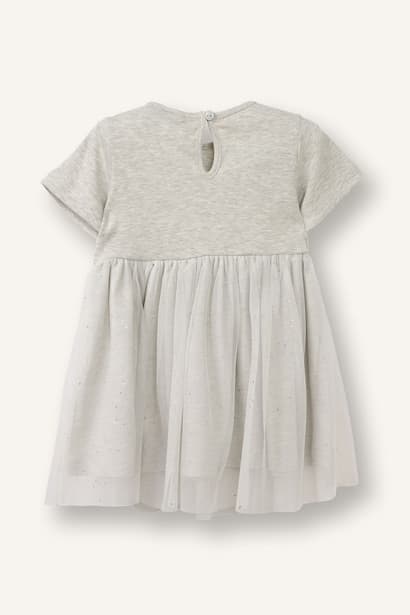Baby Girl Glittery Ribbed Tulle Dress (٣)