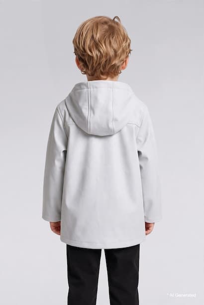 Baby Boy Beige Windproof Hooded Zip-Up Jacket Coat (٣)