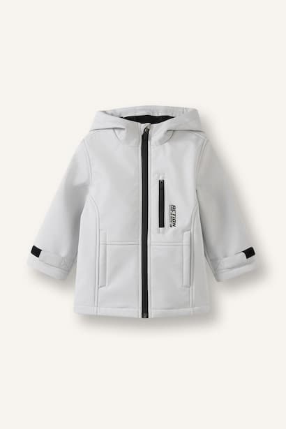 Baby Boy Beige Windproof Hooded Zip-Up Jacket Coat (٤)