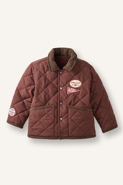 Baby Boy Windproof Quilted Coat Patch Detail Jacket (٣)