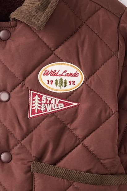 Baby Boy Windproof Quilted Coat Patch Detail Jacket (٤)