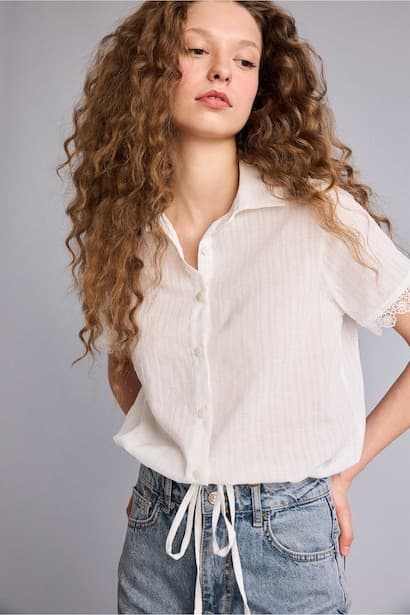 Regular Fit Baby Collar Short Sleeve Shirt (٣)