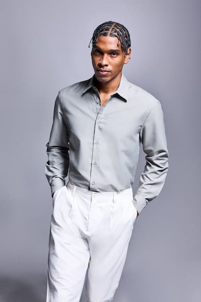 Standard Fit Linen Long Sleeve Shirt