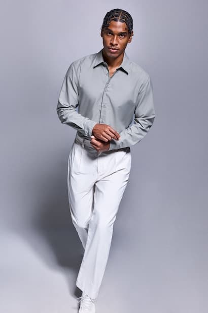 Standard Fit Linen Long Sleeve Shirt (٣)