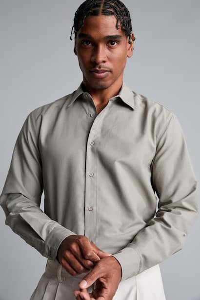Standard Fit Linen Long Sleeve Shirt (٤)