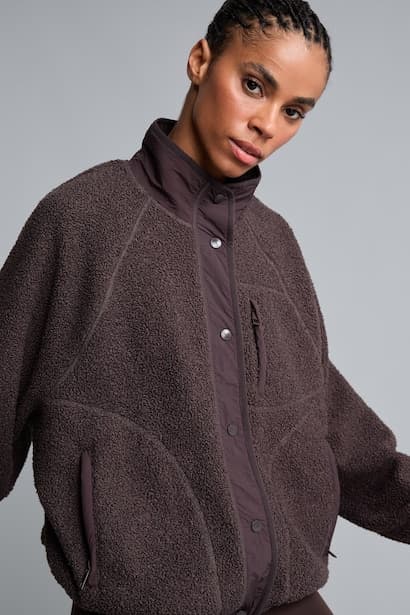 Regular Fit Zip-Up Plush Jacket Coat