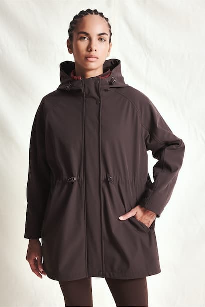 Regular Fit Lined Hooded Softshell Parka Coat
