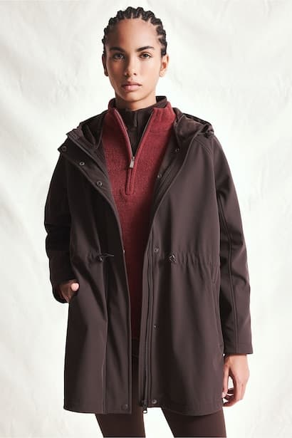 Regular Fit Lined Hooded Softshell Parka Coat (٣)