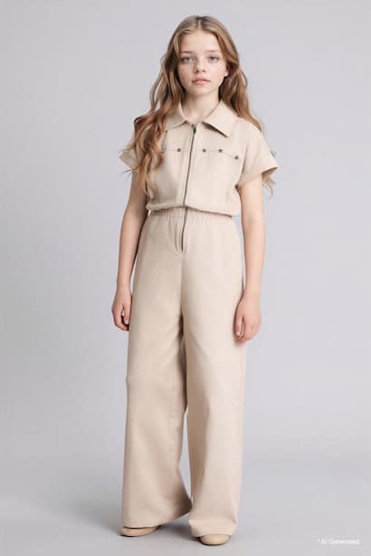 Gabardine Regular Fit 3/4 Sleeve Jumpsuit