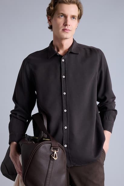 Regular Fit Shirt Collar Sensual Long Sleeve Shirt