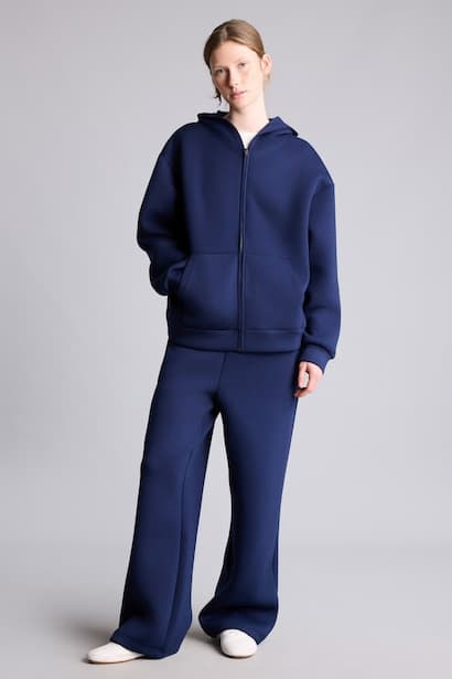 Relax Fit Wide Leg Scuba Fabric Sweatpants Trousers