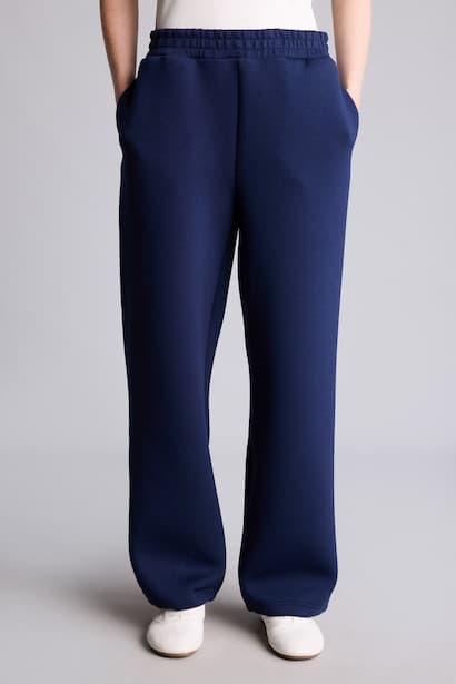Relax Fit Wide Leg Scuba Fabric Sweatpants Trousers (٣)