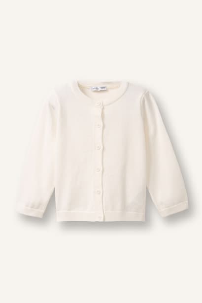 Baby Girl Crew Neck Cotton Cardigan