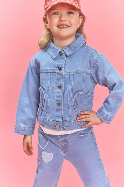 Baby Girl Heart Pocket Denim Jacket