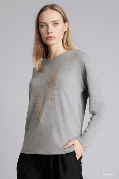 Relax Fit Crew Neck Stone Print T-Shirt Modest (3)