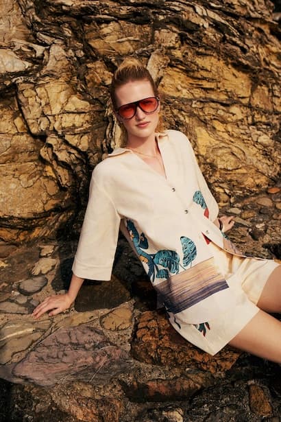 Jaquette x DeFacto Patterned Shirt Woman Beach Wear