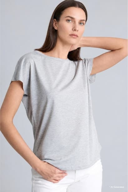 Crew Neck Grey Short Sleeve T-Shirt