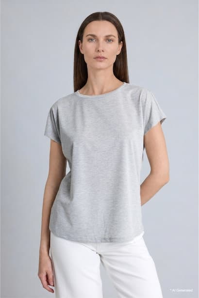 Crew Neck Grey Short Sleeve T-Shirt (3)