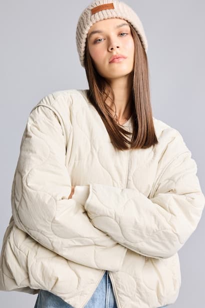 Balloon Fit Quilted Zip-Up Jacket