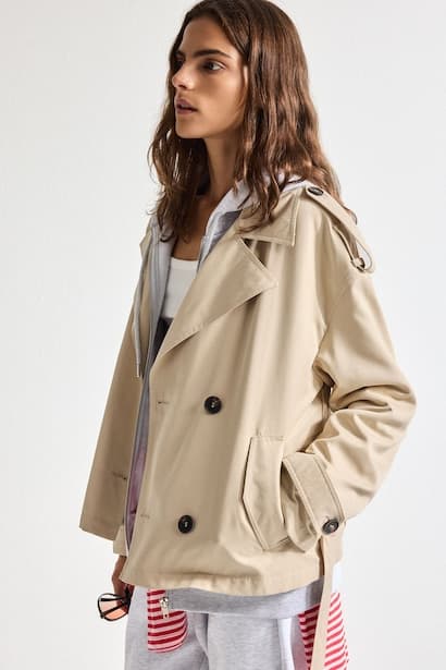 Waterproof Regular Fit Belted Twill Trench Coat (3)