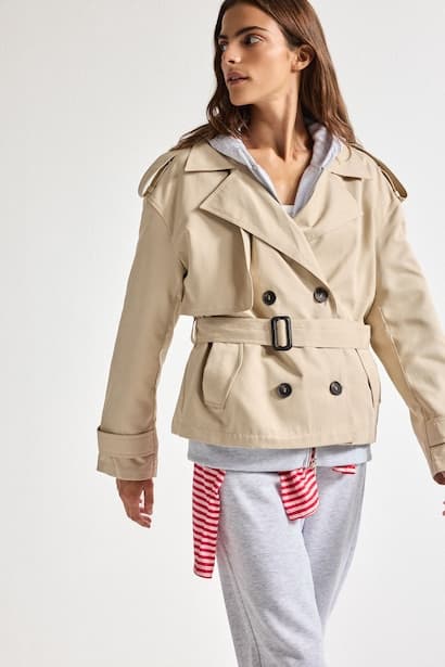 Waterproof Regular Fit Belted Twill Trench Coat (4)
