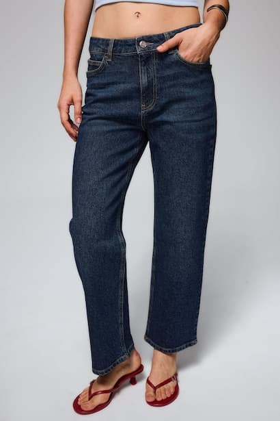 Straight Fit Pockets Normal Waist Jeans (٣)
