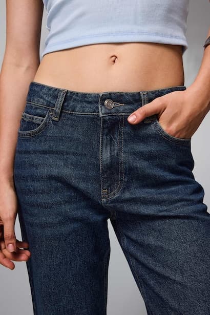 Straight Fit Pockets Normal Waist Jeans (٤)