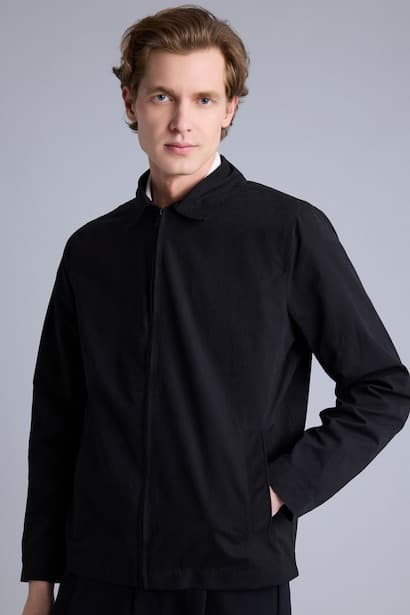 Slim Fit Ultra Lightweight Lined Polo Collar Zip-Up Jacket (3)
