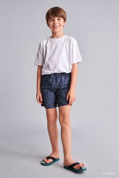 Boy Regular Fit Printed Swim Shorts Swimming Short